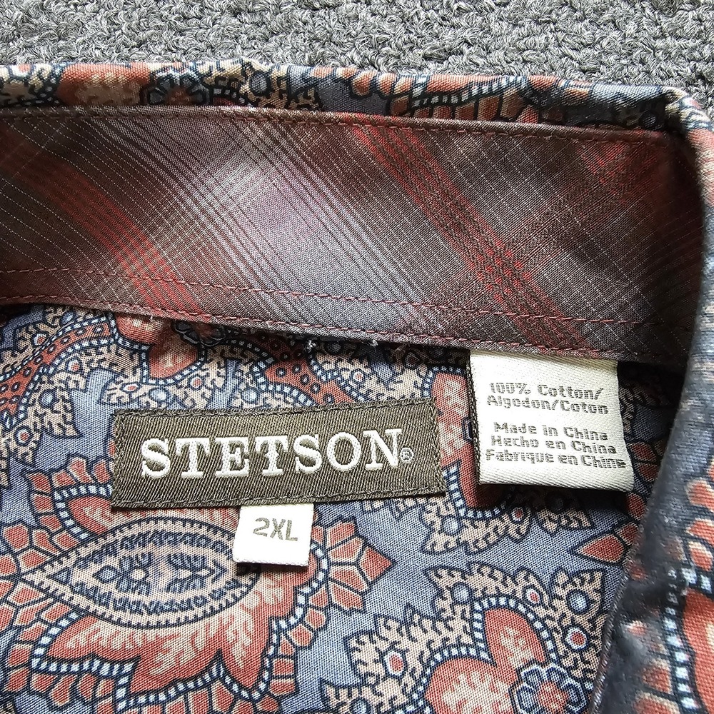 Stetson Shirt Mens 2XL Paisley Long Sleeve Pearl Snap Button Multicolor  Western - Picture 3 of 8